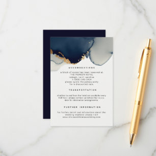 Modern Navy Blue Elegant Beach Hochzeiten Details Begleitkarte