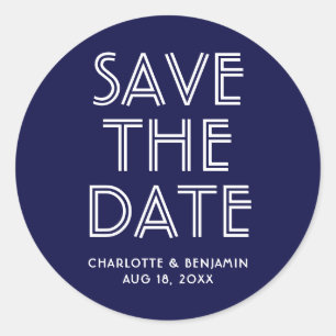 Modern Navy Blue Enregistrer Le Sticker Date