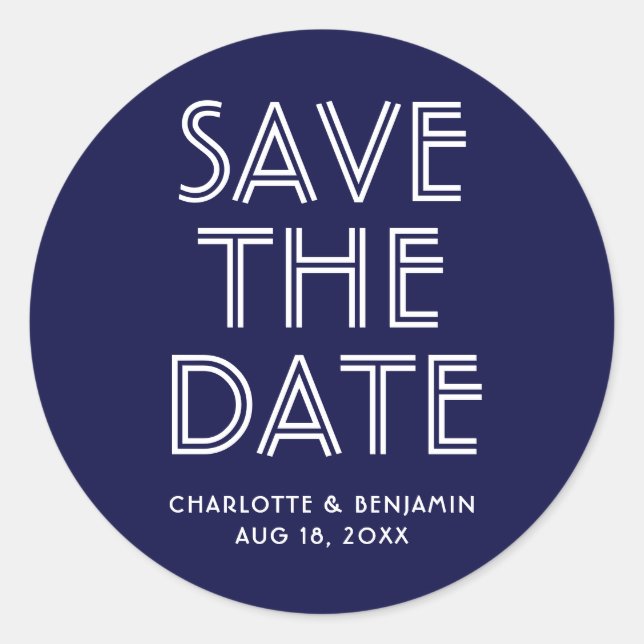 Modern Navy Blue Enregistrer Le Sticker Date (Devant)