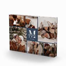 Modern Navy Blue Family Foto Collage Keepake