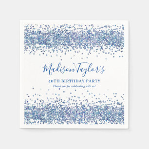 Modern Navy Blue Glitzer Sparkle Confetti Geburtst Serviette
