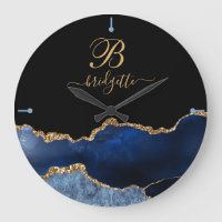 Modern Navy Blue Gold Agate Geode Monogram Large C