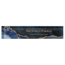 Modern Navy Blue Gold Agate Geode Real Anwesen