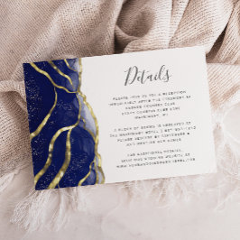 Modern Navy Blue Gold Ink Wedding Details Begleitkarte