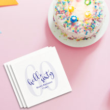 Modern Navy Blue Hallo Sechzig Geburtstag Napkins