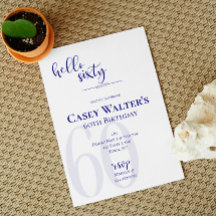 Modern Navy Blue Hallo Sechzig Geburtstagseinladun