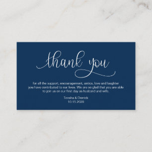 Modern Navy Blue Hand Lettered, Wedding Danke Begleitkarte