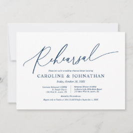 Modern Navy Blue, Hochzeit und Probe Einladung