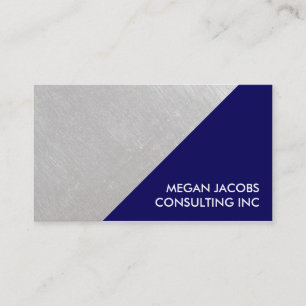 Modern Navy Blue Imitats Pinsel Silver Geometrie Visitenkarte