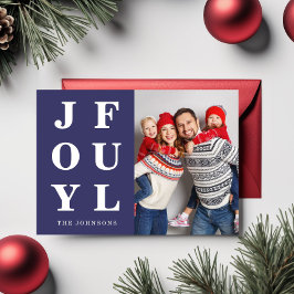 Modern Navy Blue Joyful Ein Foto Weihnachten