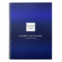 Modern Navy Blue Metallic Beruflich Name Logo Notizblock
