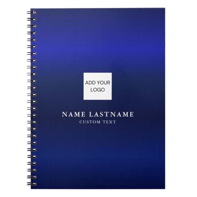Modern Navy Blue Metallic Beruflich Name Logo Notizblock (Vorderseite)
