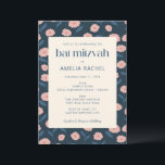Modern Navy Blue Pink Boho Floral Bat Mitzvah UAWG Einladung<br><div class="desc">Modernes Navy Blue Pink Boho Floral Bat Mitzvah Einladung mit UAWG Details enthalten</div>