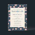 Modern Navy Blue Pink Boho Floral Bat Mitzvah UAWG Einladung<br><div class="desc">Modernes Navy Blue Pink Boho Floral Bat Mitzvah Einladung mit UAWG Details enthalten</div>