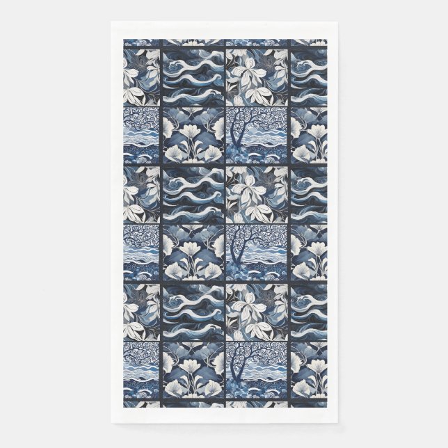 Modern Navy Blue Serviette (Vorderseite)