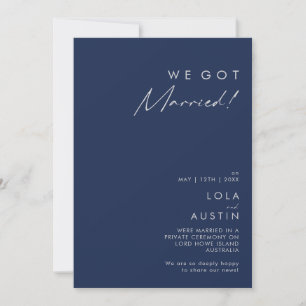 Modern Navy Blue   Silver Elopement Ankündigung