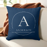Modern Navy Blue Simple Family Name Monogram Kissen<br><div class="desc">Modern Navy Blue Simple Family Name Monogram Throw Pillow.</div>