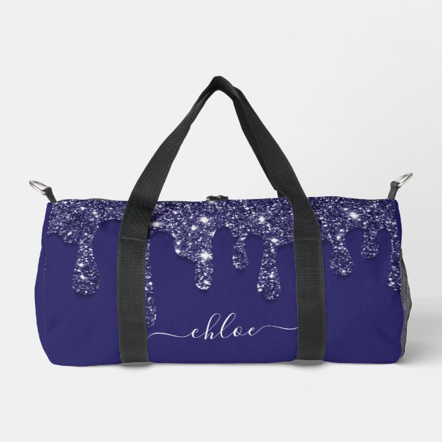 Modern Navy Blue Strip Glitzer Driving Duffle Bag (Vorderseite)