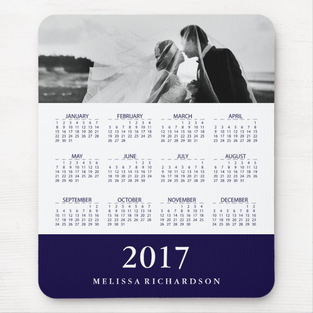 Modern Navy Blue Stripe 2017 Kalender und Foto Mousepad (Vorne)