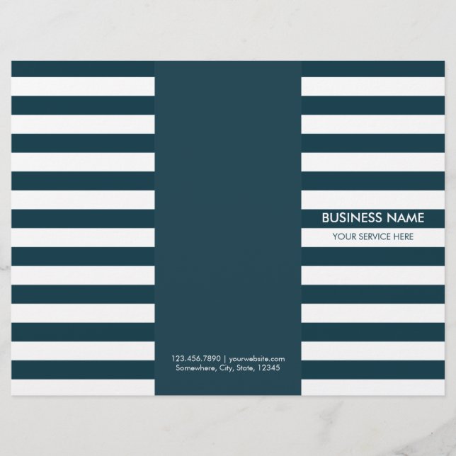 Modern Navy Blue Stripes Tri-Fold-Broschüren (Vorderseite)
