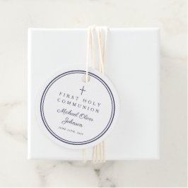 Modern Navy Blue Thank You Boy First Communion Geschenkanhänger