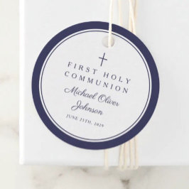 Modern Navy Blue Thank You Boy First Communion Geschenkanhänger