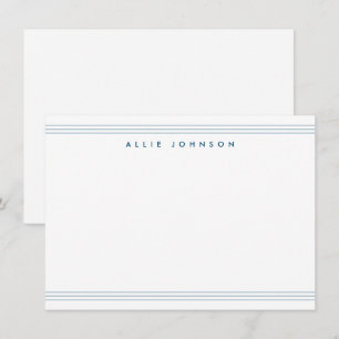 Modern Navy Blue Triple Line Two Border Name Mitteilungskarte