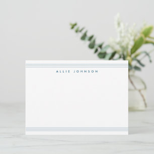 Modern Navy Blue Triple Line Two Border Name Mitteilungskarte