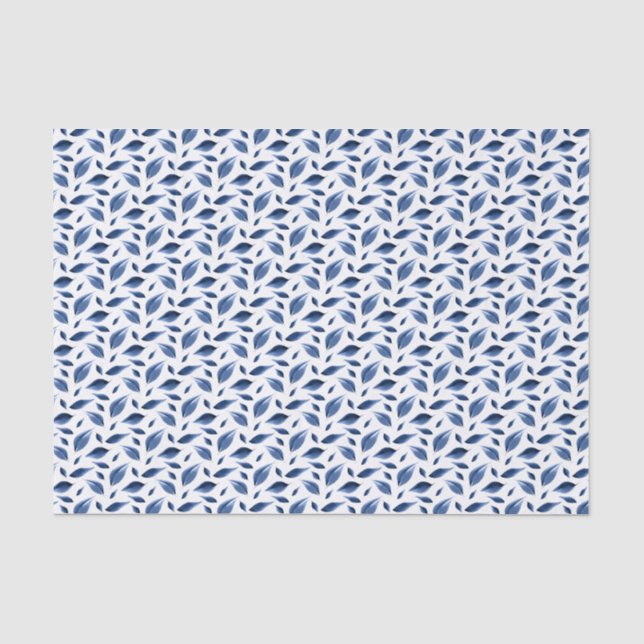 Modern Navy Blue Watercolor Blätter Muster Seidenpapier (Vorderseite)