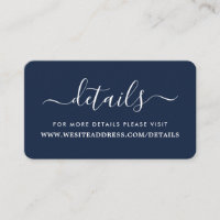Modern Navy Blue & White Simple Script Details