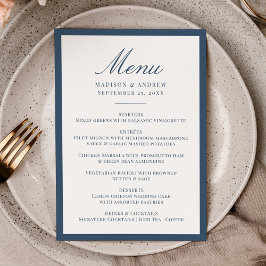 Modern Navy Border Wedding Menükarte