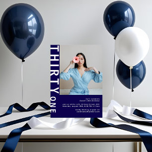Modern Navy Foto 31. Geburtstag Einladung