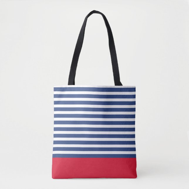 Modern Navy Streifen und Rot Tasche (Vorderseite)