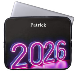 Modern Neon 2026 Happy New Year Welcome Laptopschutzhülle