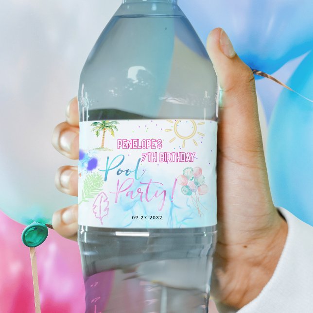 Modern Neon Glow Watercolor Pool Party Birthday (Von Creator hochgeladen)