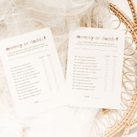 Modern Neutral Baby Shower Mommy oder Daddy Game