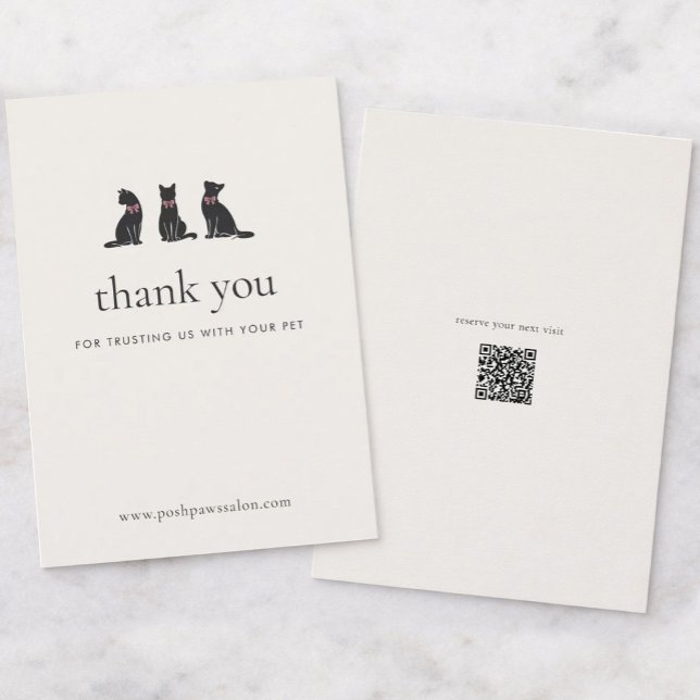 Modern Neutral Cat Grooming Business Insert |  Dankeskarte (Von Creator hochgeladen)