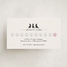 Modern Neutral Cat Grooming Loyalty Card Treuekarte