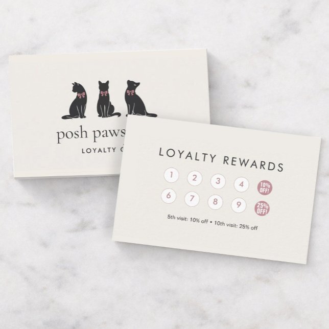 Modern Neutral Cat Grooming Loyalty Card Treuekarte (Von Creator hochgeladen)