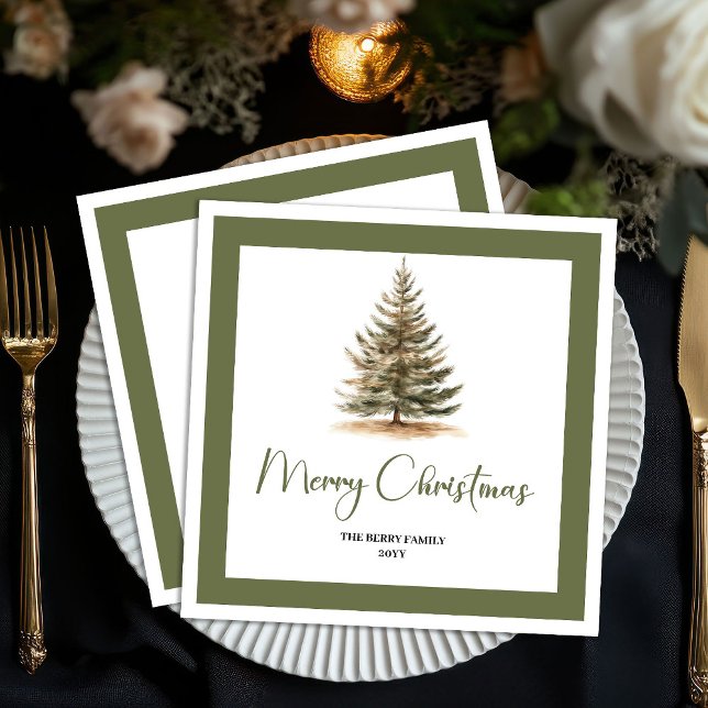 Modern Neutral Christmas Tree Family Napkins Serviette (Modern Neutral Christmas Tree Family Napkins)