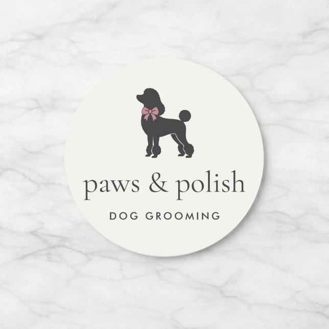 Modern Neutral Dog Groomer Logo Classic Round Runder Aufkleber (Von Creator hochgeladen)