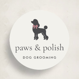 Modern Neutral Dog Groomer Logo Classic Round Runder Aufkleber
