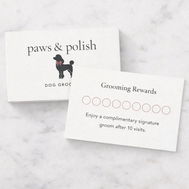 Modern Neutral Dog Groomer Loyalty Card | Editable Treuekarte (Von Creator hochgeladen)