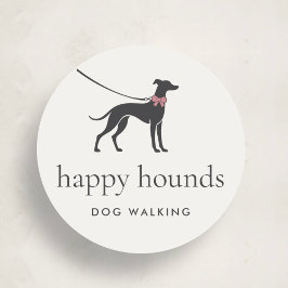 Modern Neutral Dog Walker Logo Runder Aufkleber