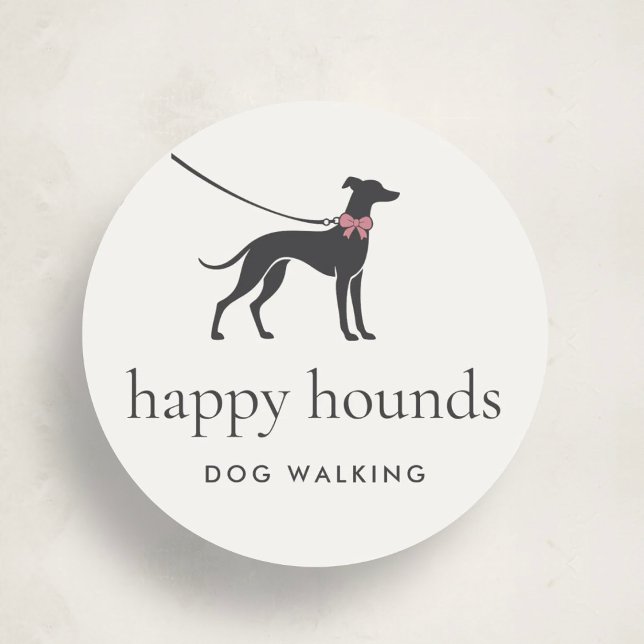 Modern Neutral Dog Walker Logo Runder Aufkleber (Von Creator hochgeladen)