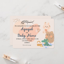 Modern Neutral Muslim Aqiqah Einladungskarte
