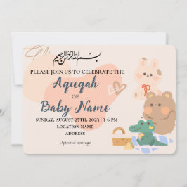 Modern Neutral Muslim Aqiqah Einladungskarte
