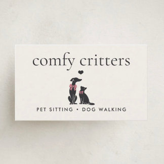 Modern Neutral Pet Sitter Dog Walker | Editable Visitenkarte