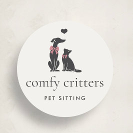Modern Neutral Pet Sitter Logo Runder Aufkleber