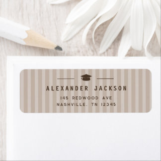 Modern Neutral Stripes Graduation Return Address
